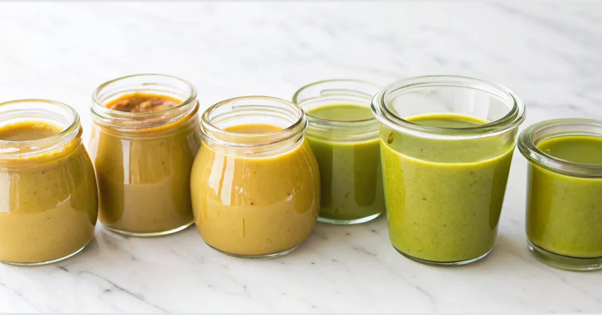 A jar of pistachio butter with a spoonful of the spread beside it and chopped pistachios on the surface.