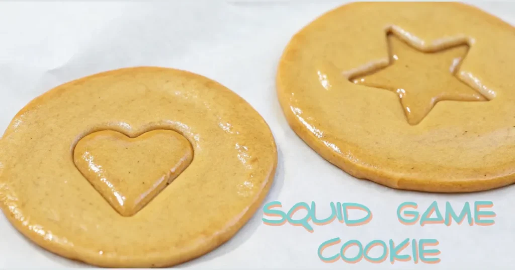Squid Game cookies shaped with heart and star molds