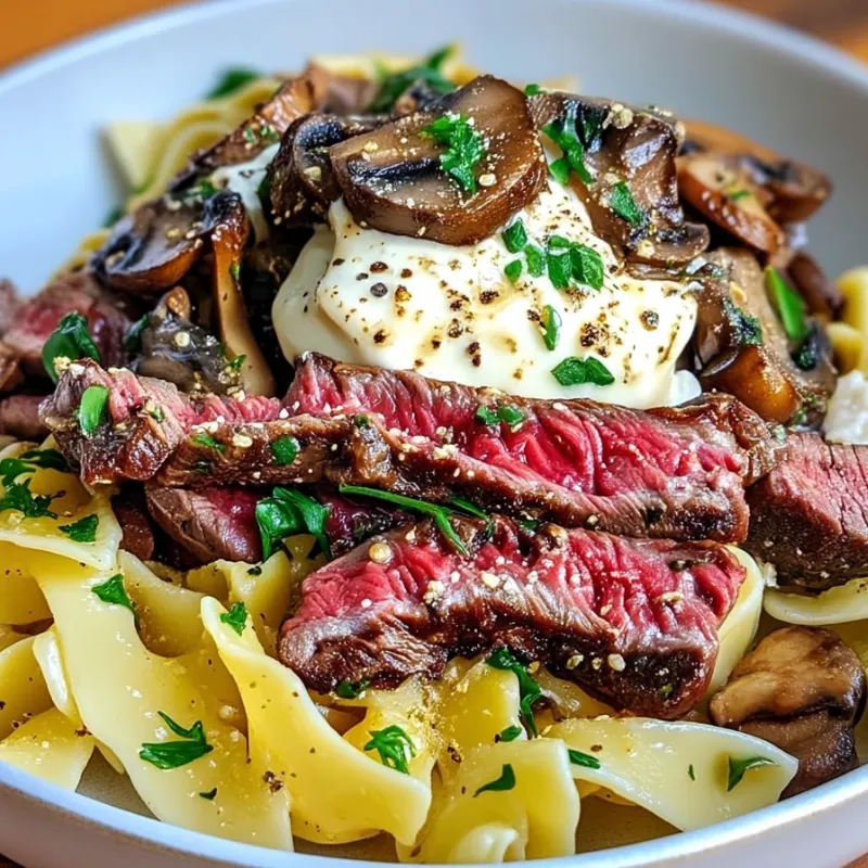 Peppercorn Steak Stroganoff Egg Noodles