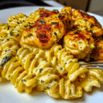 Creamy Garlic Parmesan Chicken with Cheesy Twisted Pasta