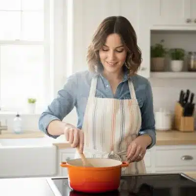 About Me 2 Olivia stirring dinner on the stove