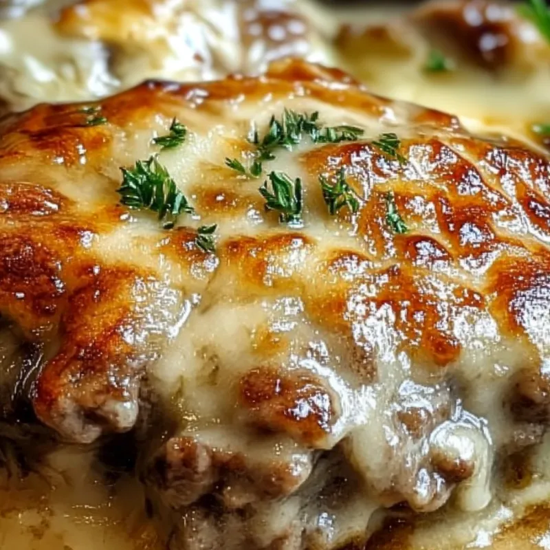 Amish Hamburger Steak Bake in rustic kitchen